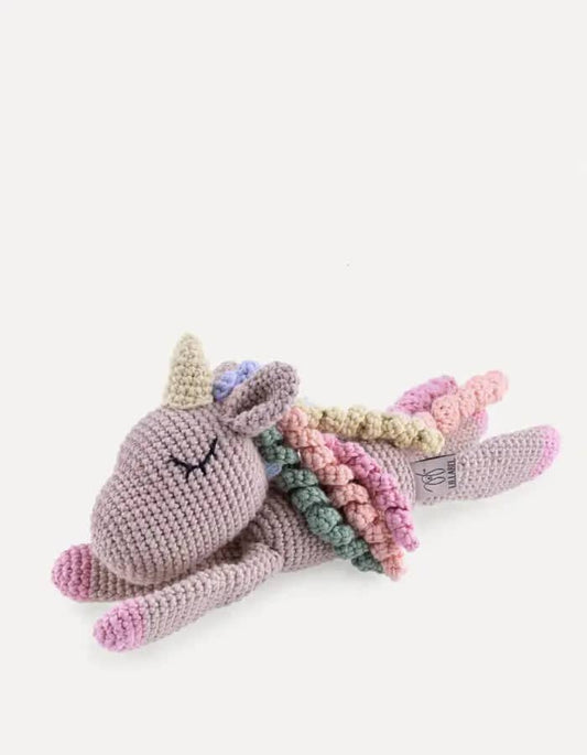 Handcrafted crochet unicorn toy for dogs