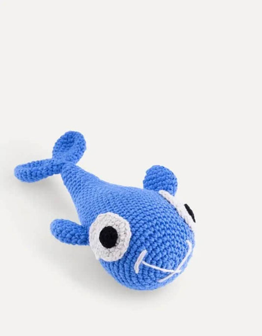 Safe toys for dogs - Bazyl the crochet whale in vibrant colors