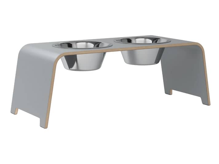 dogBar® L - Grey - With stainless steel bowls