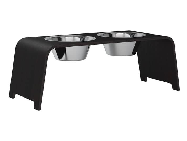 dogBar® L - dark oak - With stainless steel bowls