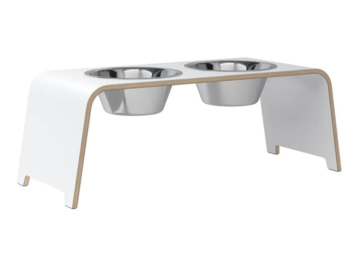 dogBar® L - White - White - With stainless steel bowls