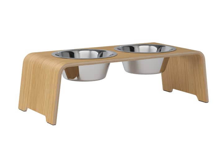 dogBar® M - light oak  - With stainless steel bowls