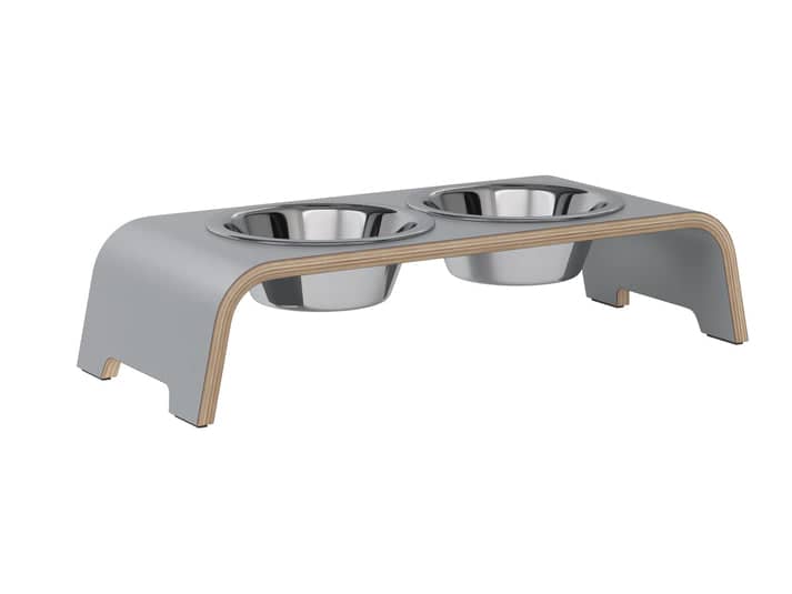 dogBar S-large - Grey - With stainless steel bowls