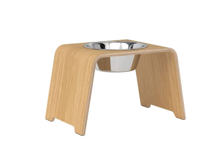 dogBar® Single M-large - light oak - With stainless steel bowl
