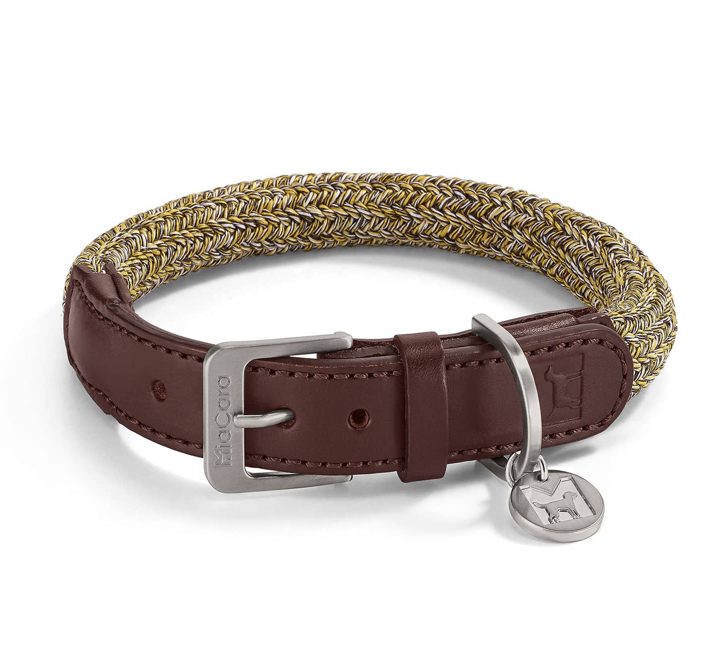 Handcrafted designer dog collar by MiaCara with brass hook