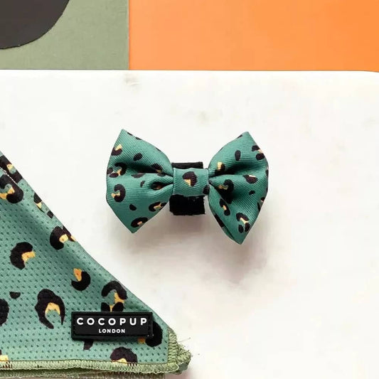 Elegant Khaki Leopard Dog Bow Tie for stylish pets