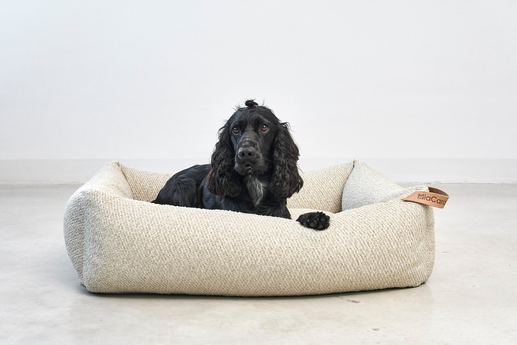 Elegant greige luxury dog bed by MiaCara