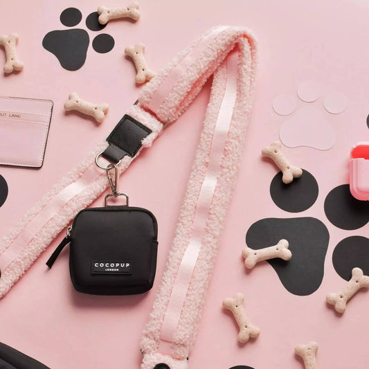 Pink teddy dog bag strap for walking comfort