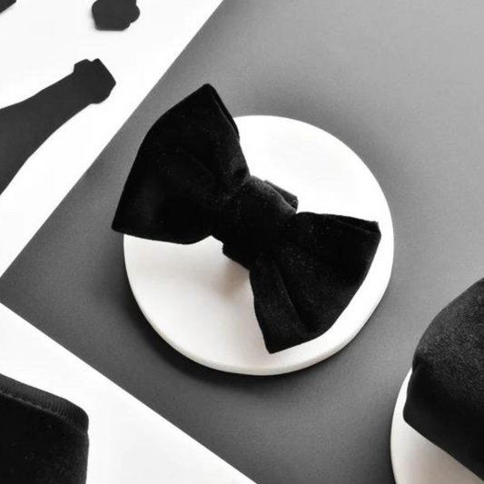 Elegant black velvet dog bow tie for stylish pets