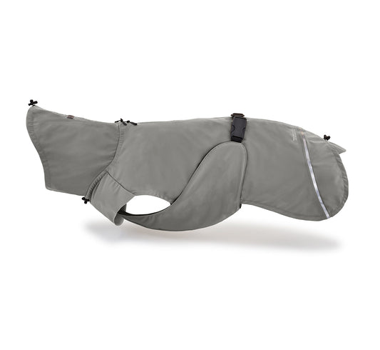 Adjustable fit rain coat for dogs in action