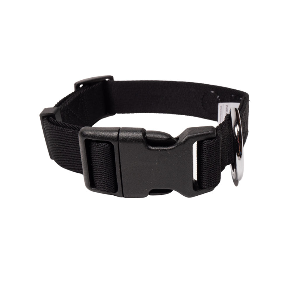 Durable dog black collar with sturdy plastic buckle