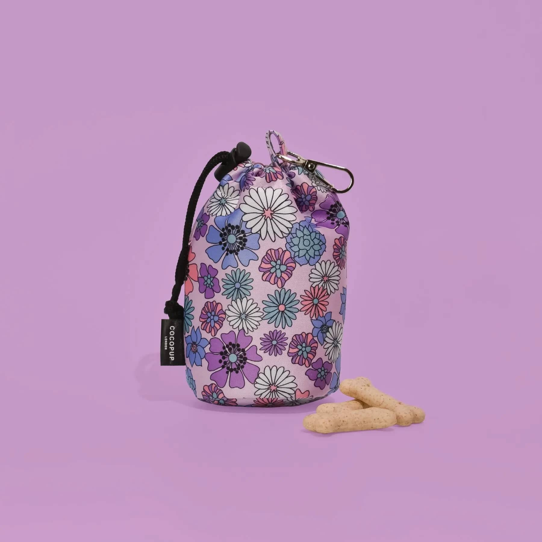Drawstring Treat Pouch - Pastel Flowers - Dog Lovers