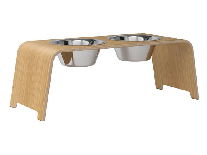 dogBar® L - light oak - With stainless steel bowls