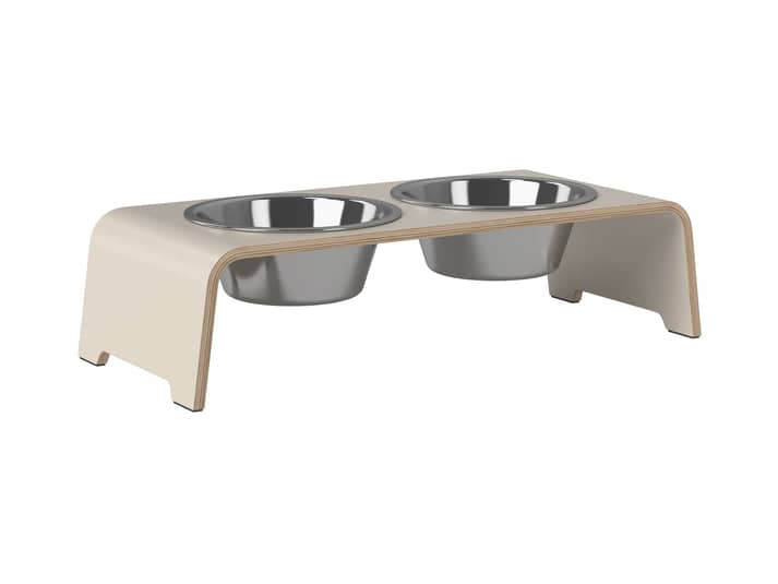 dogBar® M-small - Cashmere grey - With stainless steel bowls