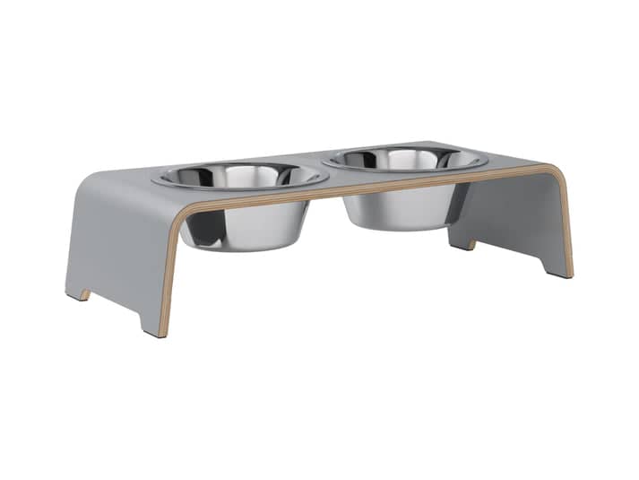 dogBar® M-small - Grey - With stainless steel bowls