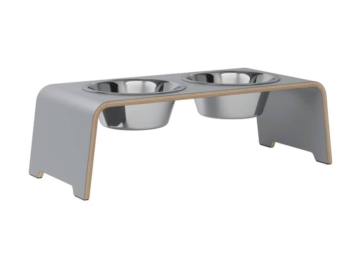 dogBar® M - Grey - With stainless steel bowls