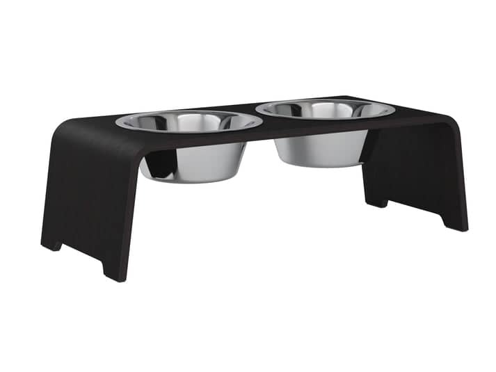 dogBar® M - dark oak - With stainless steel bowls