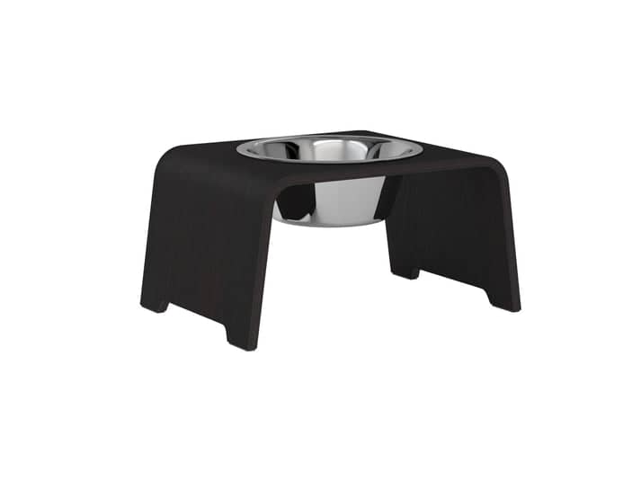 dogBar® Single M - dark oak - With stainless steel bowl