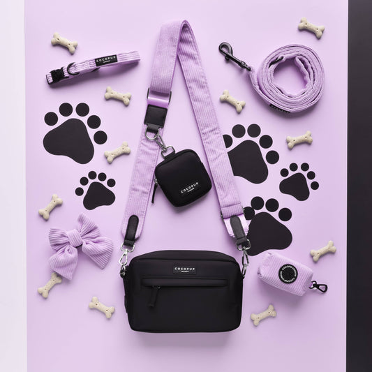 Cute Dog Walking Bag Bundle - Lilac Cord 