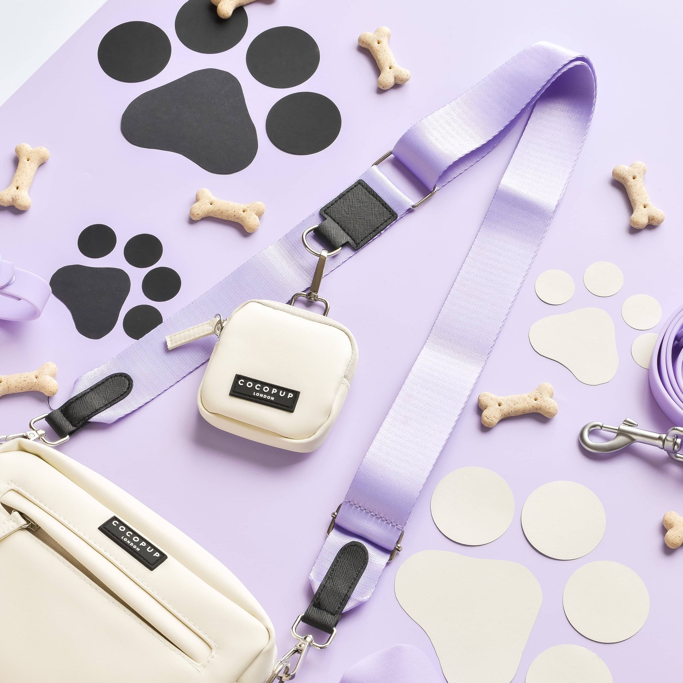 Cocopup Bag White with Violets Strap