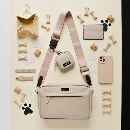 Large Dog Walking Bag Bundle in Caramel Latte