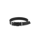 Black leather dog collar with Italian metal buckle